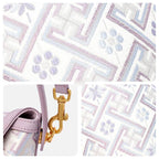 Zhuang Brocade Leather Bucket Crossbody BagRomantic Purple