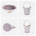 Zhuang Brocade Leather Bucket Crossbody BagRomantic Purple