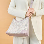 Zhuang Brocade Leather Shoulder Bag Tote Bag Romantic Purple