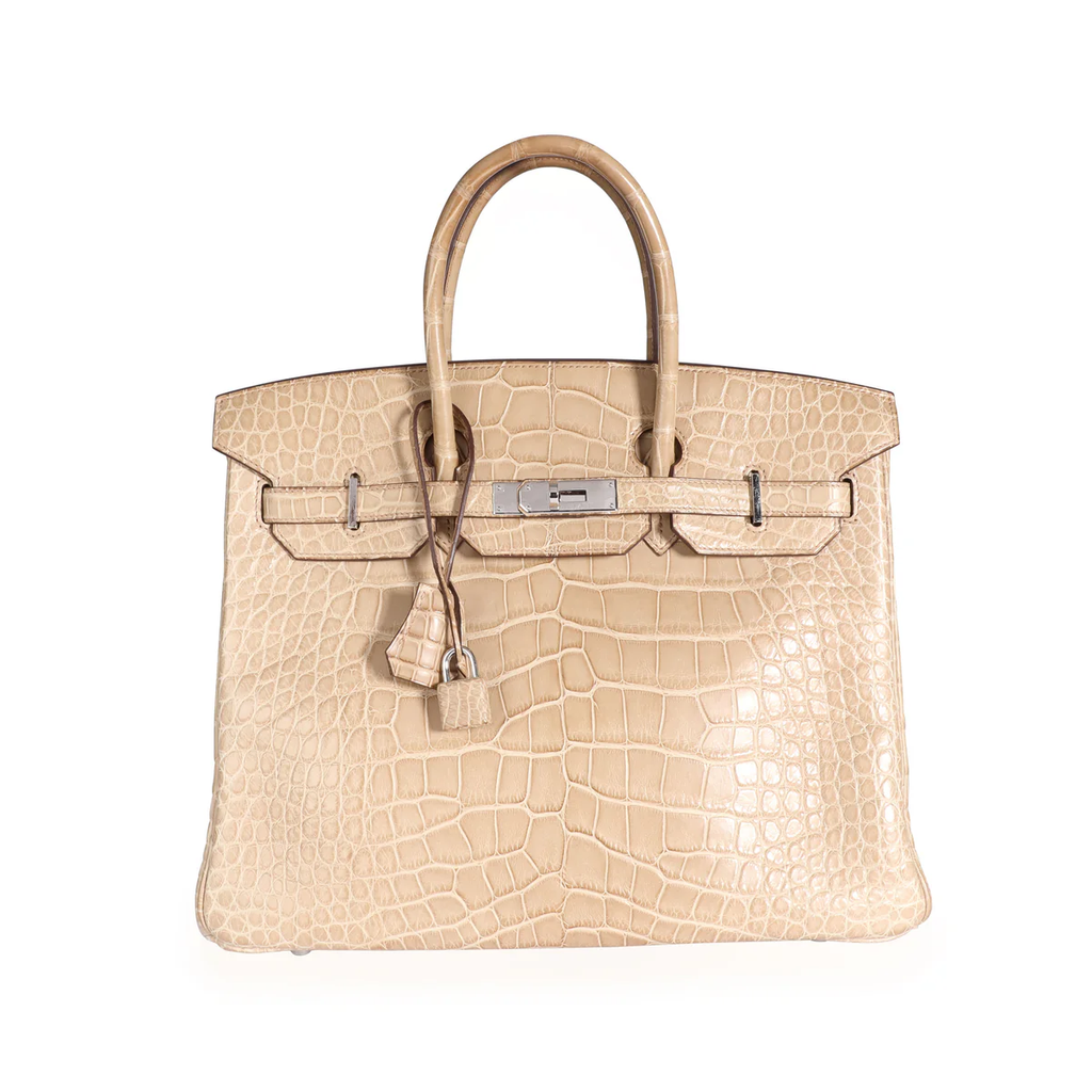 VT - SIXTY Beige Crocodile - pattern Silver - lock Light Luxury Fashion Lock Handheld Bag