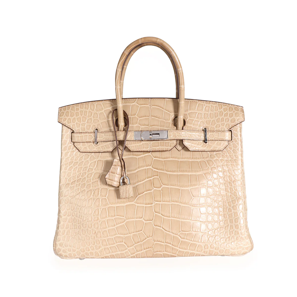 VT - SIXTY Beige Crocodile - pattern Silver - lock Light Luxury Fashion Lock Handheld Bag