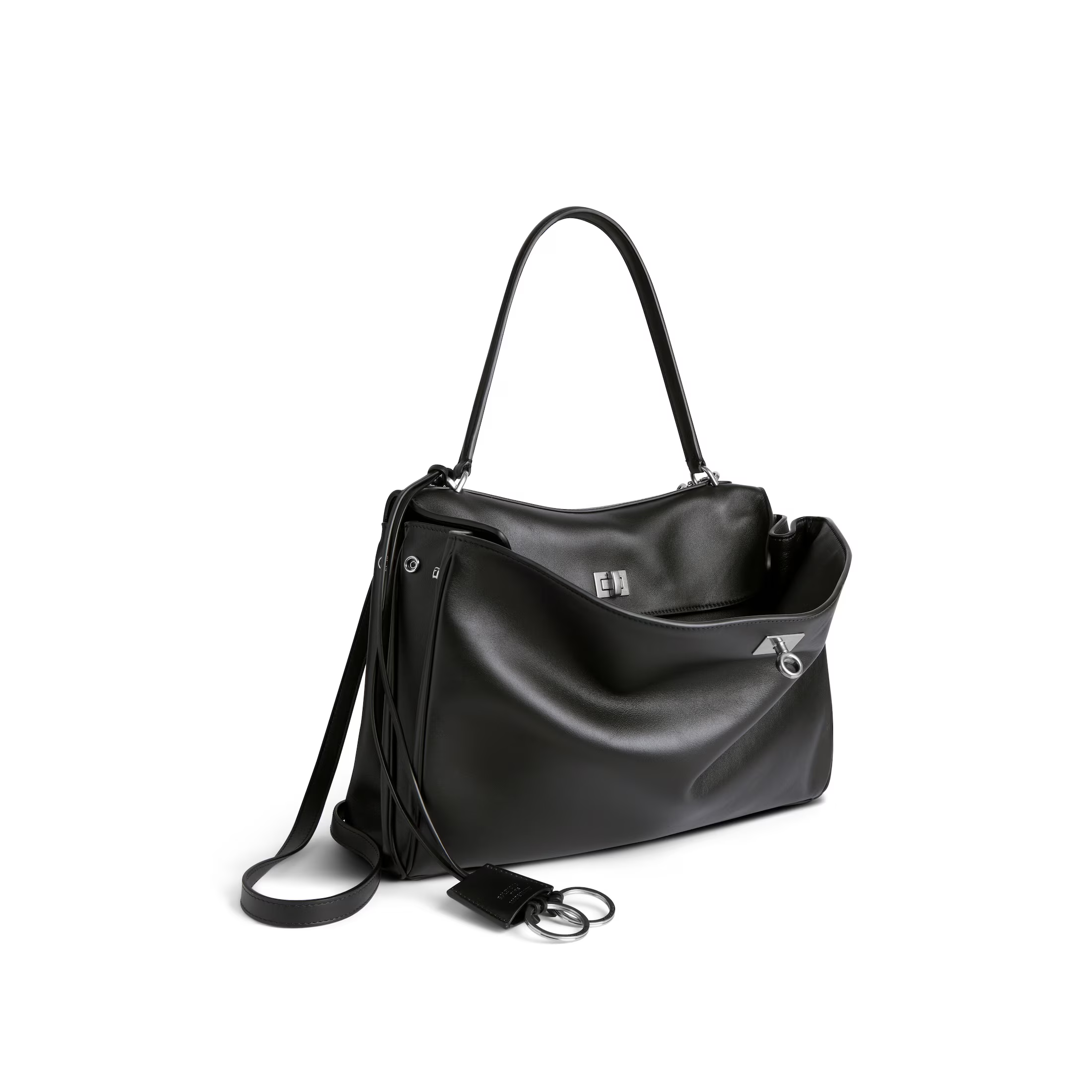 VT - SIXTY Black Silver - lock Light Luxury Fashion Lock Handheld Shoulder Bag