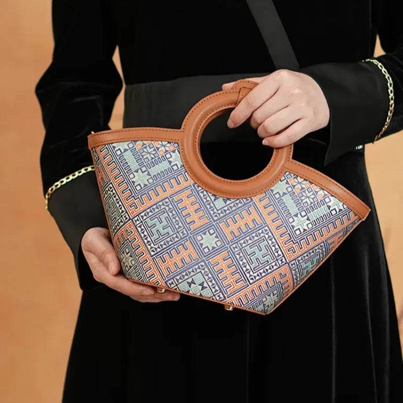 Zhuang Brocade Handicraft Unique Crossbody Basket Bag