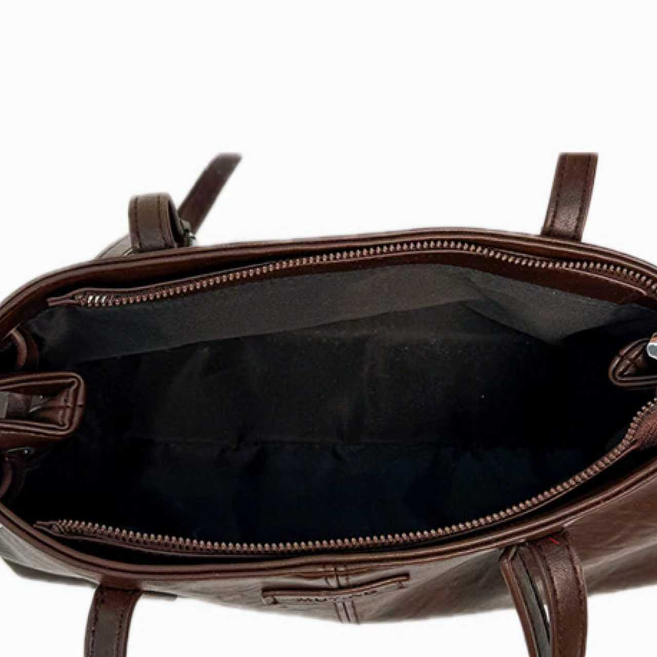 VT-Noa Elongated-Handle Shoulder Bag - Distressed Coffee