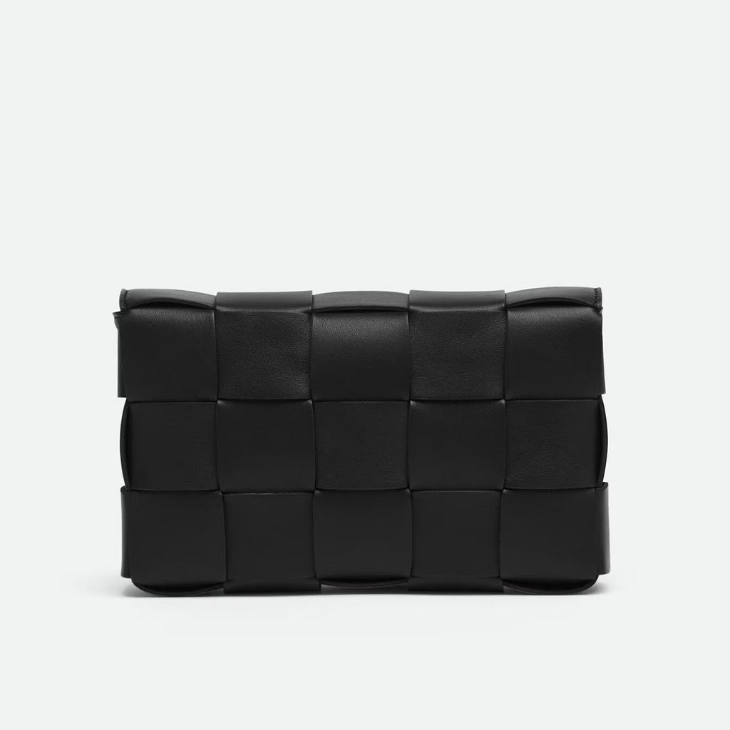 VT - SIXTY Black Intreccio Leather Crossbody Bag
