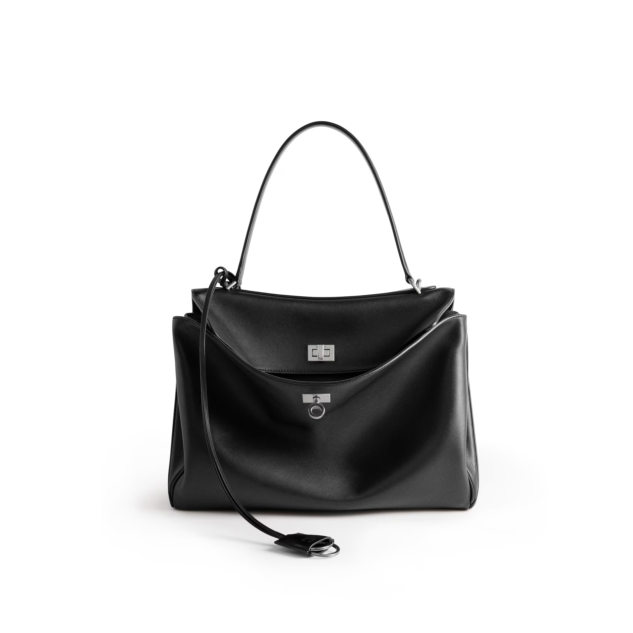 VT - SIXTY Black Silver - lock Light Luxury Fashion Lock Handheld Shoulder Bag